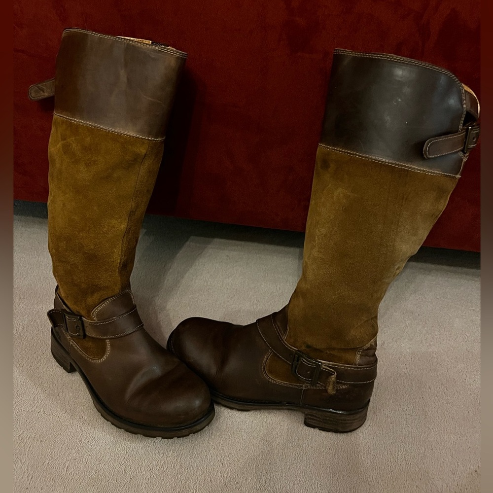 Bos & Co. Brown Leather & Suede Western Cowgirl Riding Knee-High Boots size 39